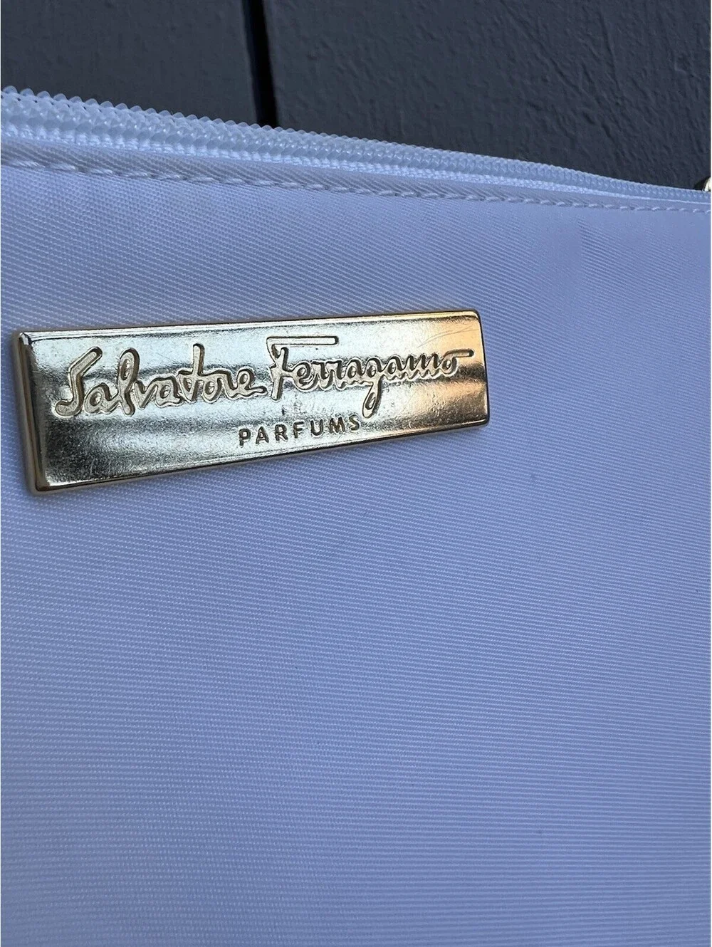 Salvatore Ferragamo Parfums white Two Side Zipper case pouch
